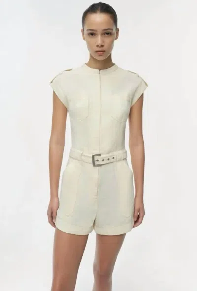 Simkhai Tinka Belted Romper In Ecru In Yellow
