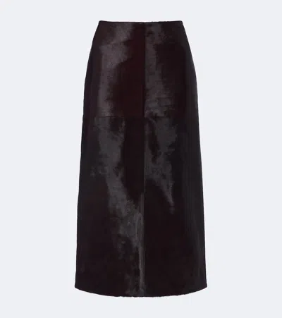 Simkhai Tobiana Calf Hair Pencil Skirt In Black