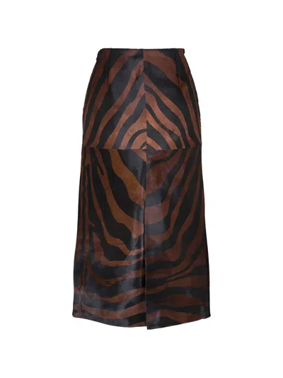Simkhai Tobiana Zebra-print Midi Skirt In Brown