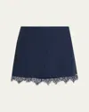 Simkhai Tobie Lace-trim Mini Skirt In Blue