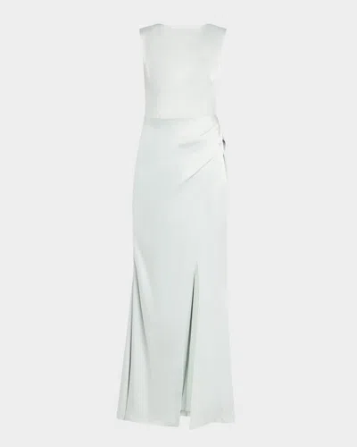 Simkhai Tommy Draped Open-back Column Gown In Powder Blue
