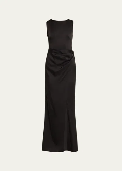 Simkhai Tommy Open-back Sleeveless Satin Gown In Black