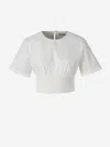 Simkhai Adair Cropped Paneled Cotton-blend Poplin Top In White