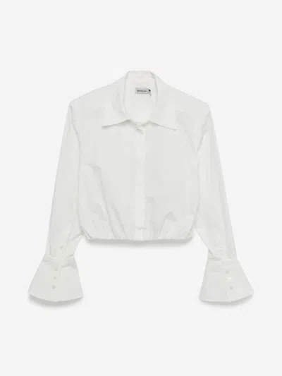 Simkhai Blythe Cotton Poplin Button-front Crop Shirt In White