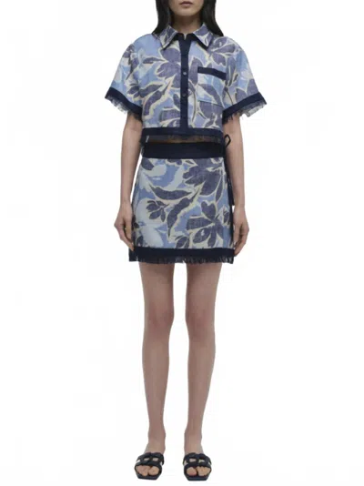Simkhai Topanga Blouse In Blue Multi