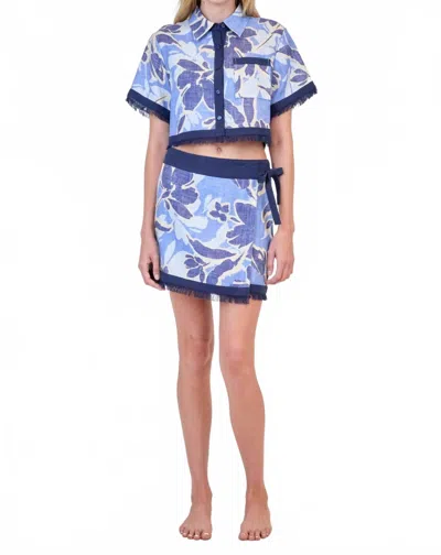 Simkhai Topanga Shirt In Blue Hydrangea In Multi