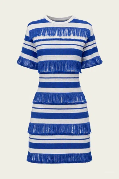 Simkhai Torrance Knit Mini Dress In Royal Blue Stripe In Multi