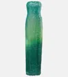 Simkhai Translucent Sequined Semi-sheer Gown In Green
