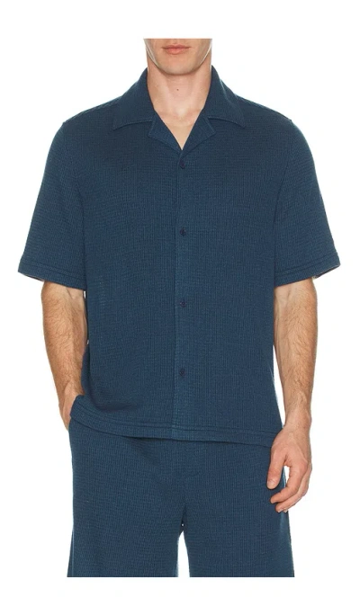 Simkhai Troy Short Sleeve Shirt In Blue