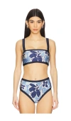 Simkhai Luthea Tube Top With Removable Straps Blue Hydrangea Floral In Blue Hydrangea Floral