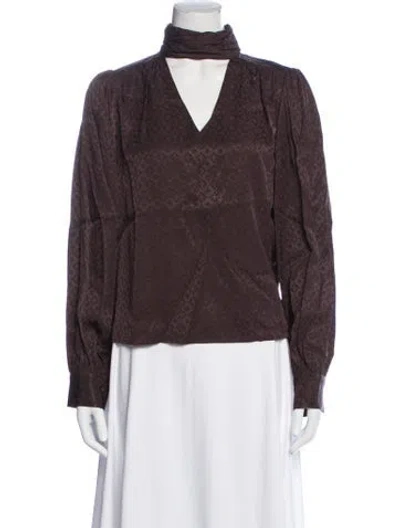 Pre-owned Simkhai Turtleneck Long Sleeve Blouse In Brown
