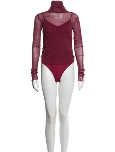 Pre-owned Simkhai Turtleneck Long Sleeve Bodysuit W/ Tags In Red