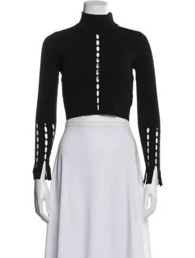 Pre-owned Simkhai Turtleneck Long Sleeve Crop Top In Black