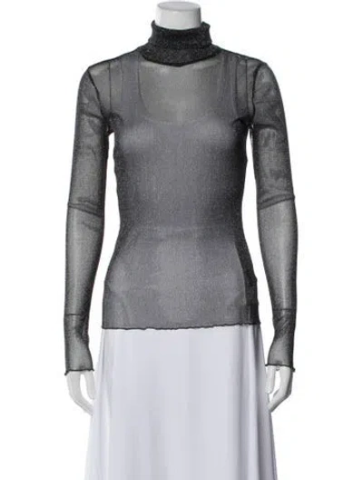 Pre-owned Simkhai Turtleneck Long Sleeve Top In Blue