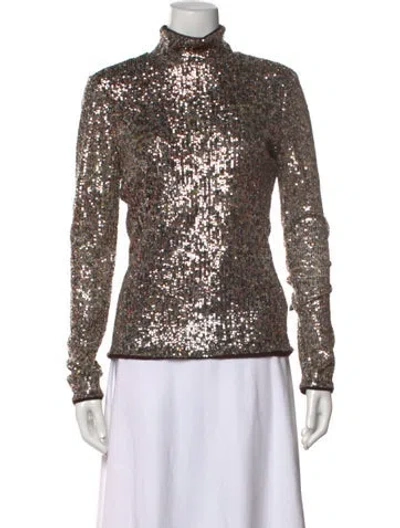 Pre-owned Simkhai Turtleneck Long Sleeve Top In Brown