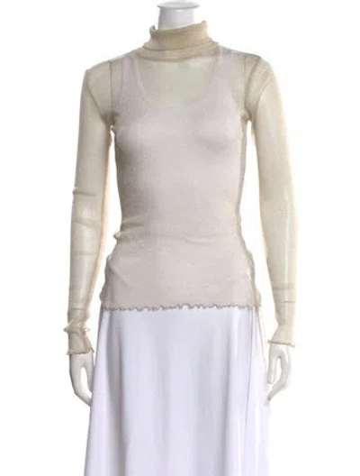 Pre-owned Simkhai Turtleneck Long Sleeve Top In Metallic/neutrals