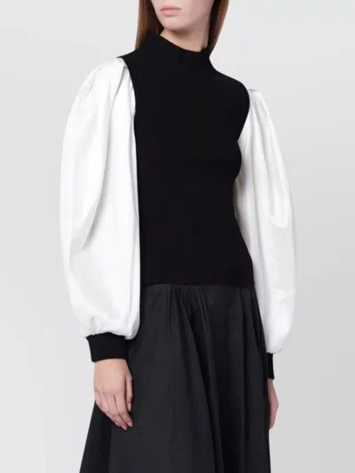 Simkhai Turtleneck Top With Contrasting Puff Sleeves In Black