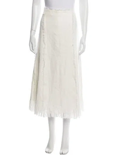 Pre-owned Simkhai Tweed Pattern Midi Length Skirt In White