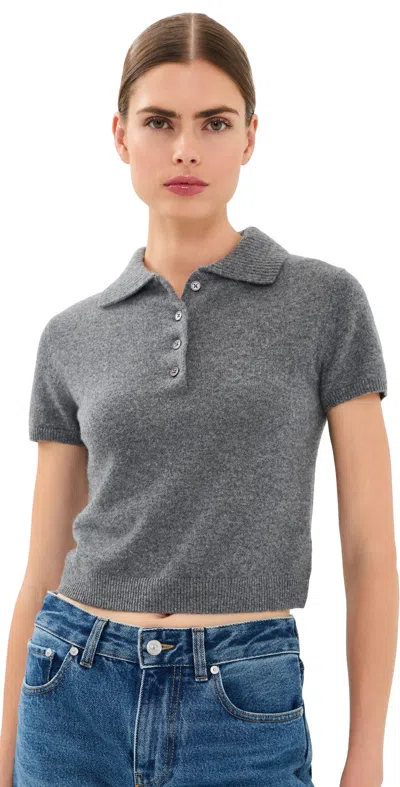 Simkhai Twila Cashmere Polo Top Heather Grey In Gray