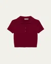 Simkhai Twila Short-sleeve Cashmere Polo Sweater In Red