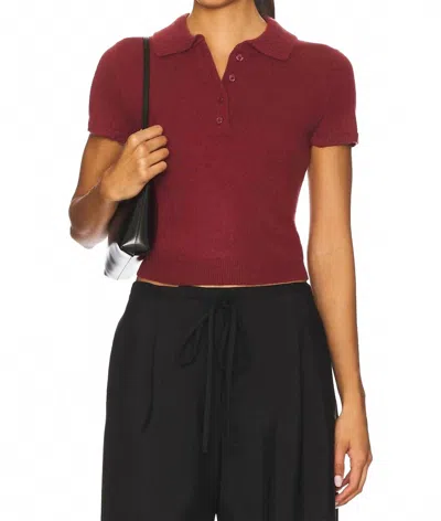 Simkhai Twila Short Sleeve Polo In Cranberry In Red