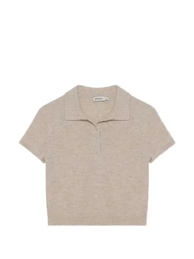 Simkhai Twila Short-sleeve Cashmere Polo Shirt In Gray