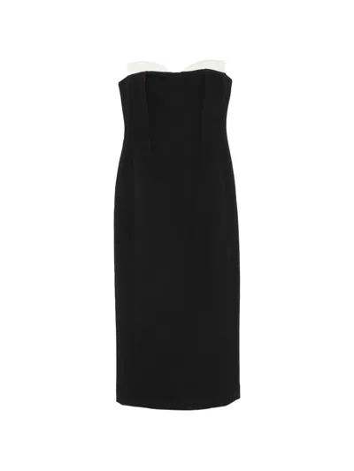 Simkhai Two-tone Spaghetti-strap Midi Dress In Black