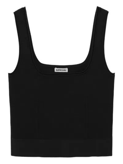 Simkhai Uri Square-neck Ribbed Top In Black