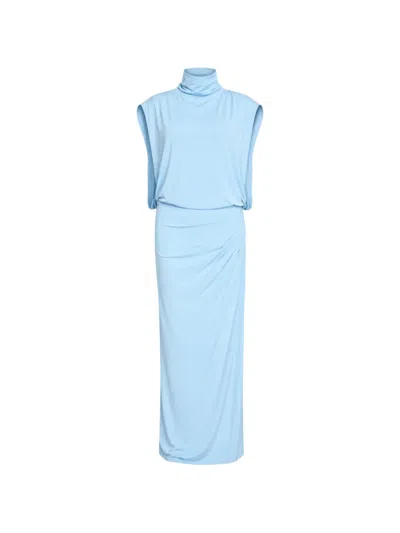 Simkhai Vale Draped Jersey Slim-fit Midi Dress In Blue