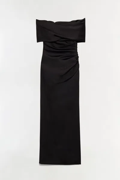 Simkhai Valencia Draped Satin Gown In Black