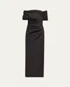 Simkhai Valencia Pleated Off-shoulder Column Gown In Black