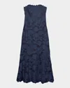 Simkhai Valletta Strapless Floral Lace Maxi Dress In Blue