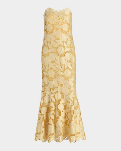 Simkhai Valletta Strapless Midi Dress In Yellow