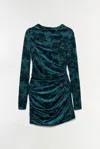 Simkhai Vallyn Floral Velvet Mini Dress In Petrol In Blue