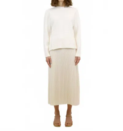 Simkhai Valor Midi Chevron Pleated Skirt In Ivory In White