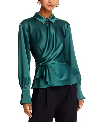 Simkhai Valya Faux Wrap Peplum Blouse In Botanical