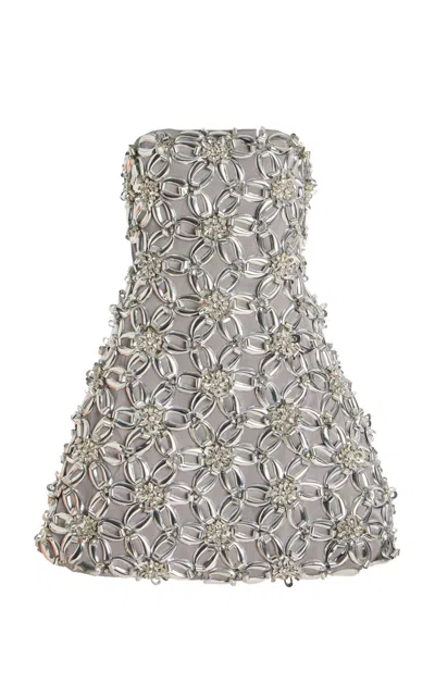 Simkhai Vandelia Embroidered Mini Dress In Silver