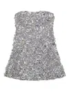 Simkhai Vandelia Strapless Metallic Floral Mini Dress In Gray