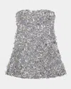 Simkhai Vandelia Strapless Metallic Floral Mini Dress In Gray