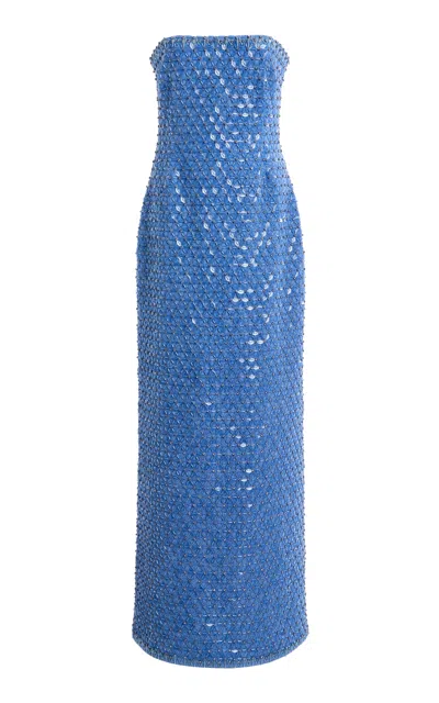Simkhai Vanessa Embellished Bustier Midi Dress In Blue