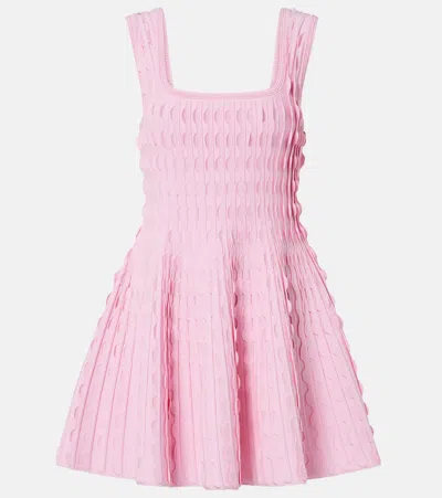 Simkhai Vanna Knitted Scalloped Minidress In Pink