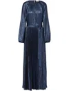 Simkhai Varenya Pleated Satin Maxi Dress In Blau