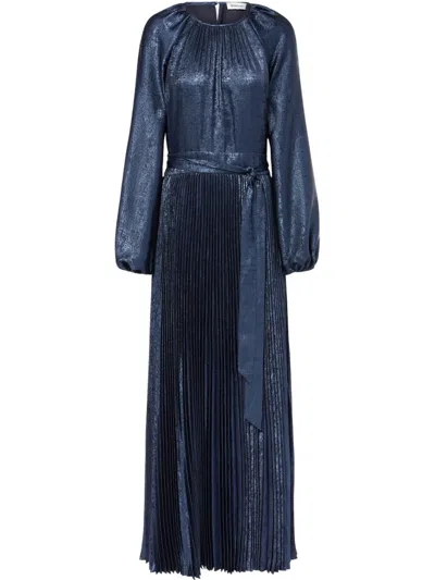 Simkhai Varenya Pleated Satin Maxi Dress In Blau