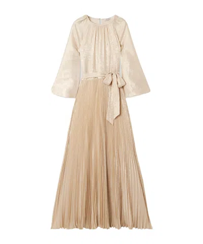 Simkhai Varenya Pleated Belted Maxi Dress In Neutral