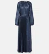 Simkhai Varenya Long Sleeve Pleated Maxi Dress In Blue