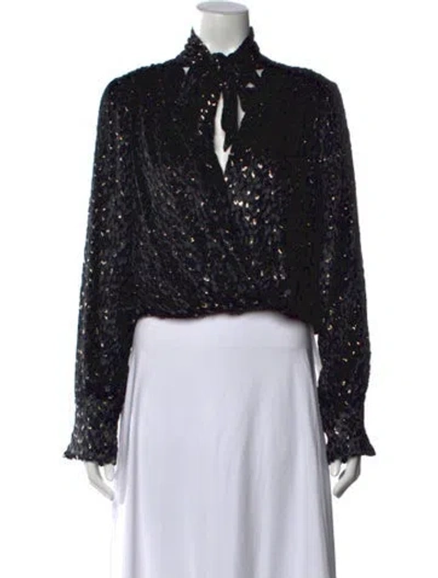 Pre-owned Simkhai Velvet Patterned Blouse In Multi