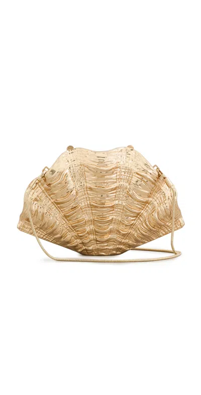 Simkhai Venus Metal Shell Clutch Gold