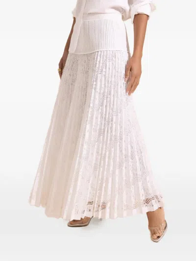 Simkhai Verona Pleated Midi Skirt In Neutral