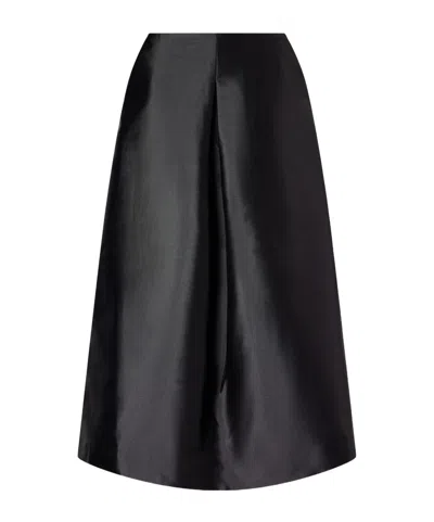 Simkhai Vexa Pleated Satin Midi Skirt In Black