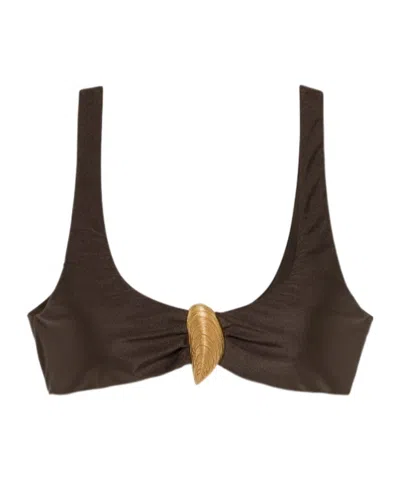 Simkhai Womens Chocolate Veyra Shell Stretch Bikini Top In Multi
